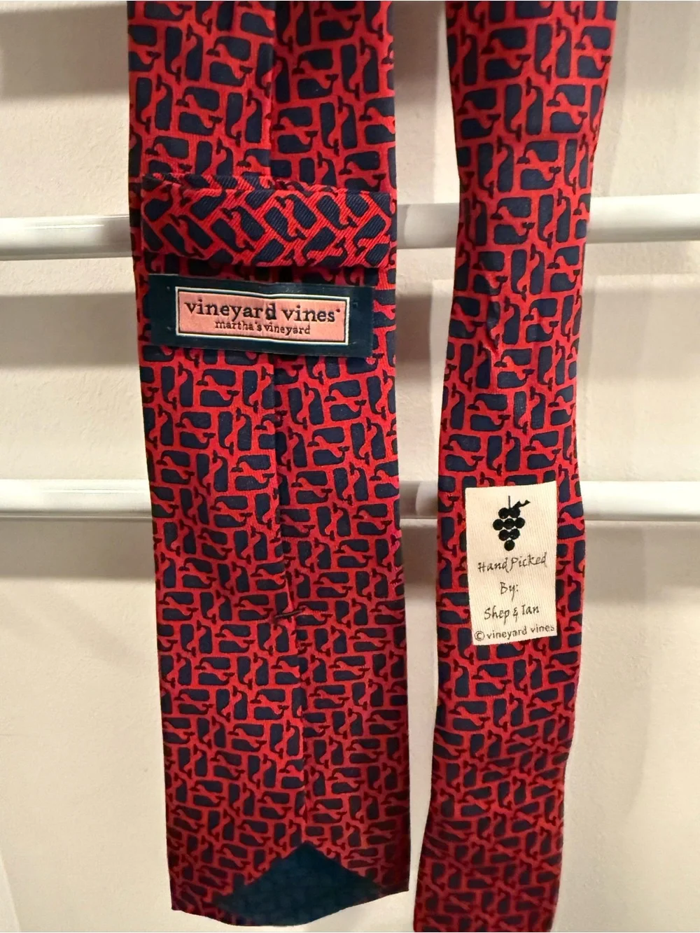 Vineyard Vines Red and Black Geometric Silk Tie